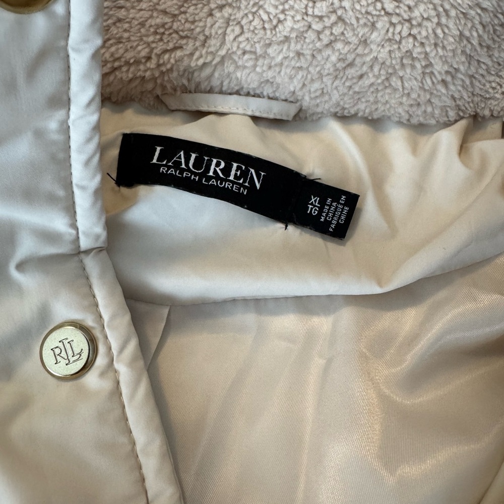 Ralph Lauren Cream Puffer Coat with Sherpa Lining